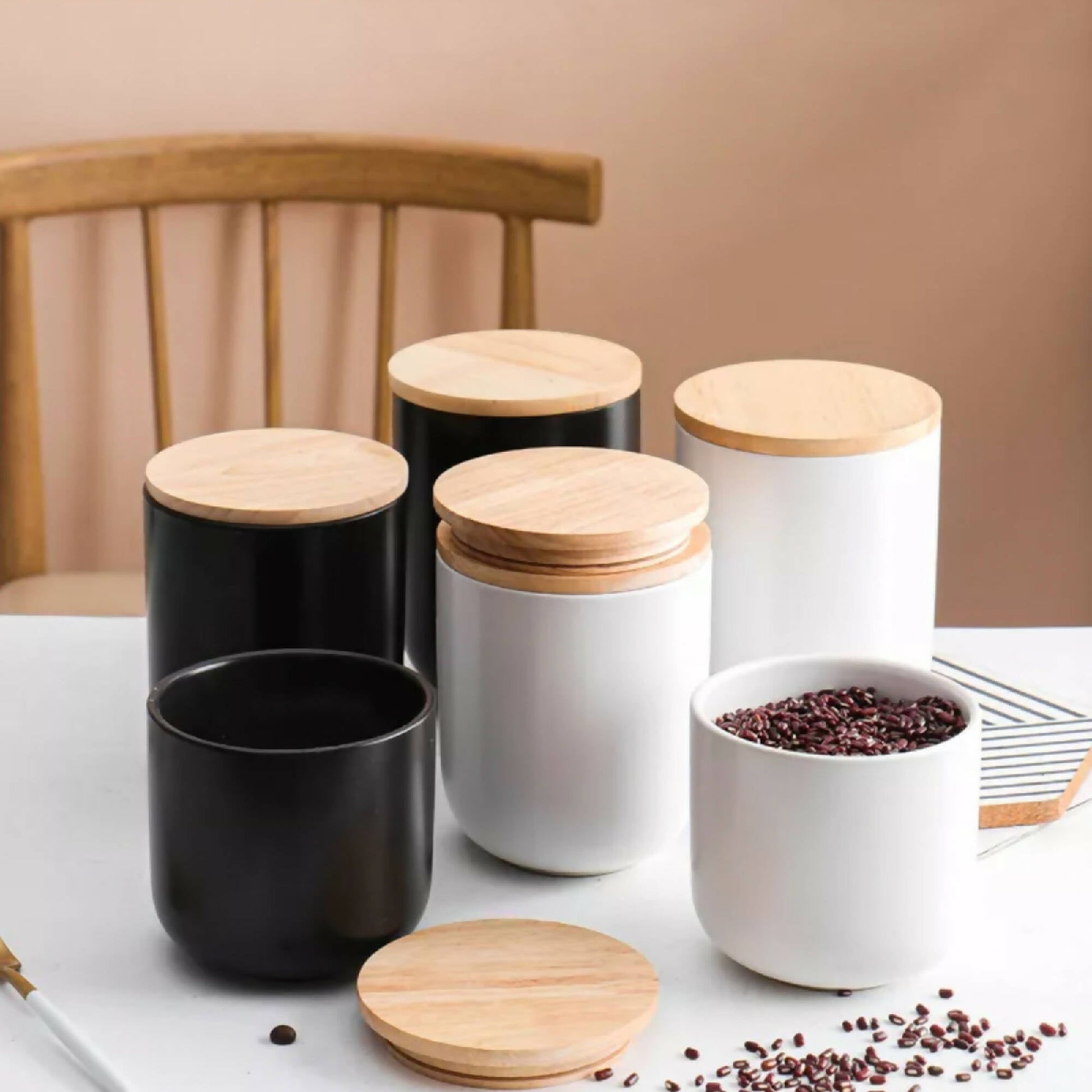 Set 3 Contenedores Cerámica Hermético Simplit5#Blanco