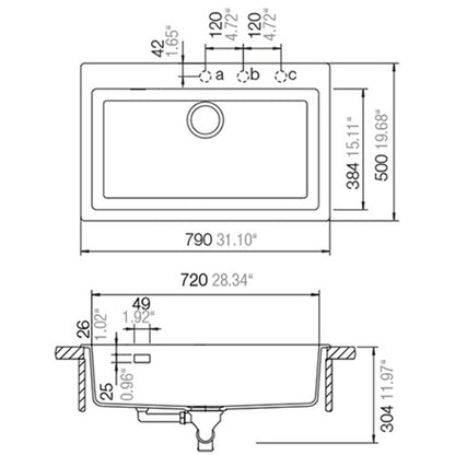 Lavaplatos Bajo/Sobre Cubierta Cuarzo Signus N 100 XL Schock5#Blanco