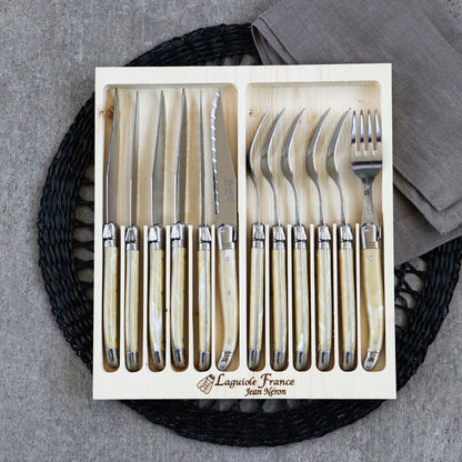 Set 6 Cuchillos y 6 Tenedores Jean Nerón Laguiole2#Beige