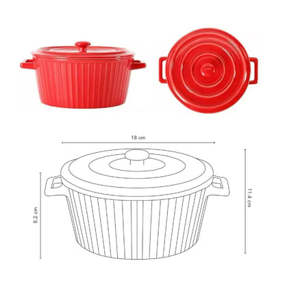 Fuente de Cerámica para Horno Cacerola Olla Simplit4#Rojo