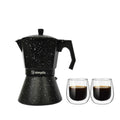 Pack Cafetera Italiana 4 Tazas + Set 2 Tazas Expreso 80 ml Simplit1#Negro