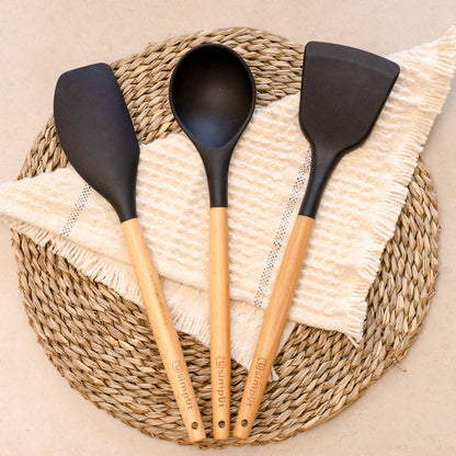 Set 12 Utensilios De Cocina Silicona Simplit8#Negro