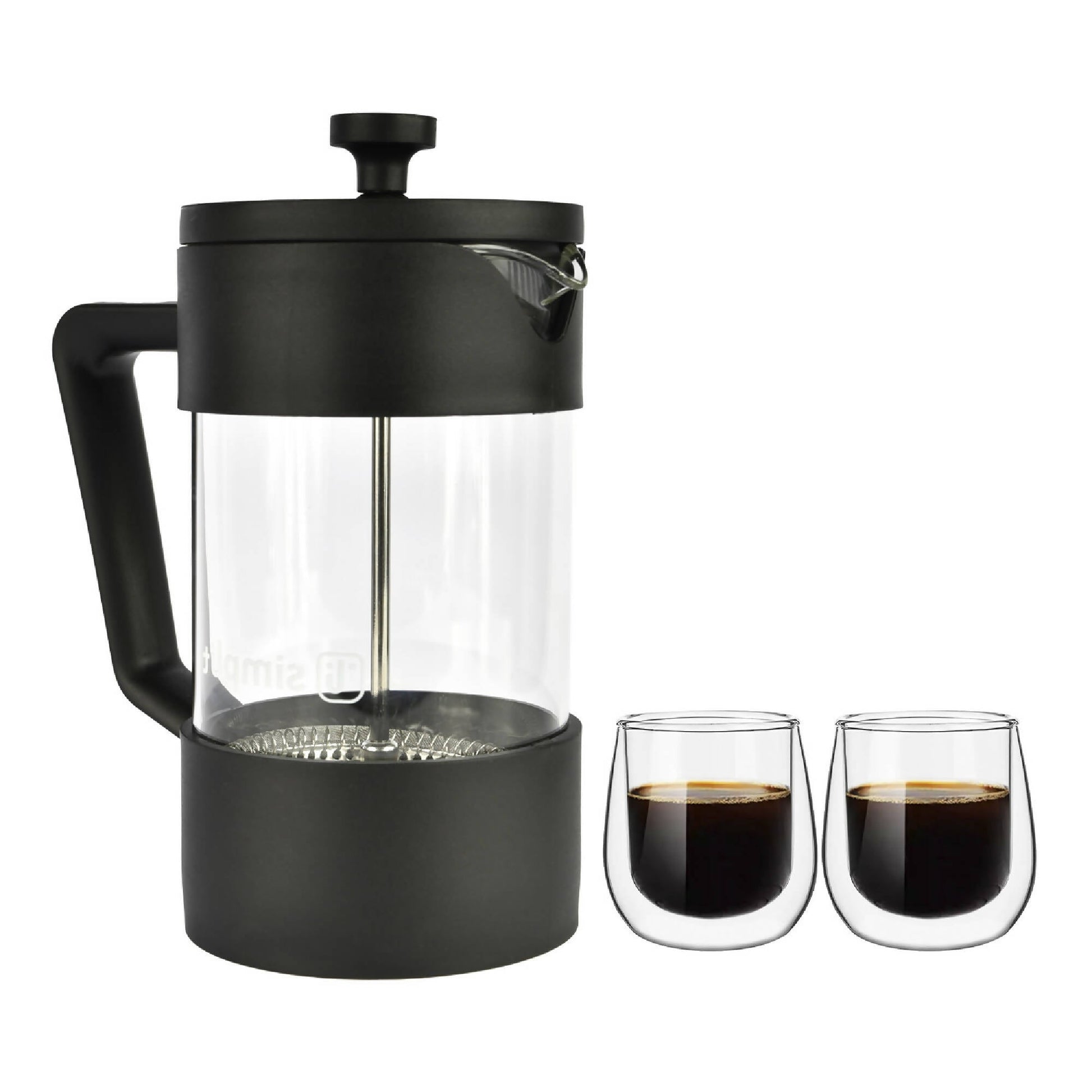 Pack Cafetera Francesa 600ml + Set 2 Tazas 80ml Simplit1#Negro