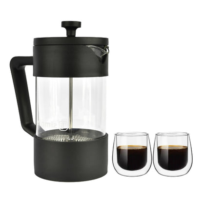 Pack Cafetera Francesa 600ml + Set 2 Tazas 80ml Simplit1#Negro
