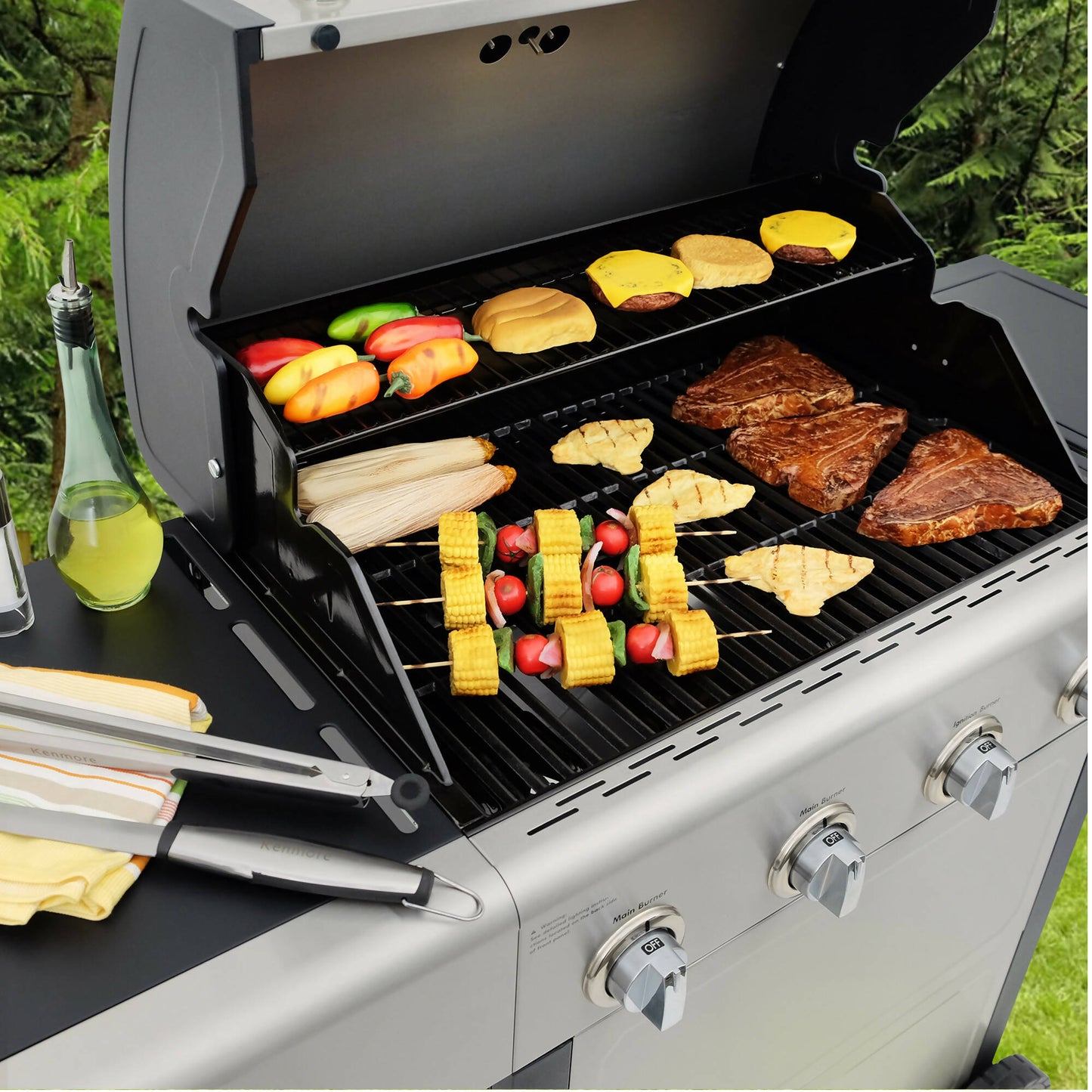 Parrilla Gas 4 Quemadores + Q Lateral  KE-P34611-N Kenmore.5#Acero