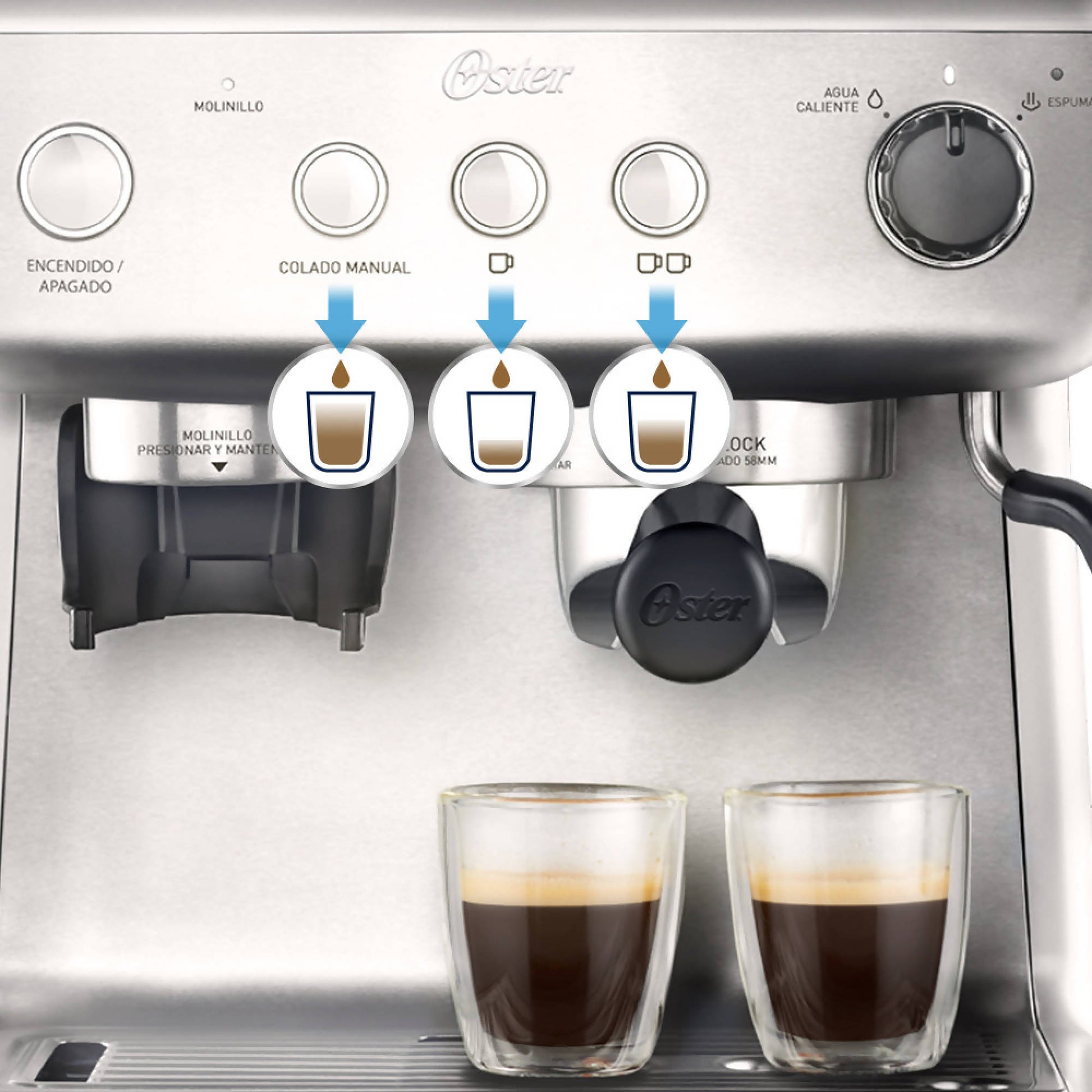 Cafetera Espresso Perfect Brew Molino Integrado BVSTEM7300 Oster3#Gris