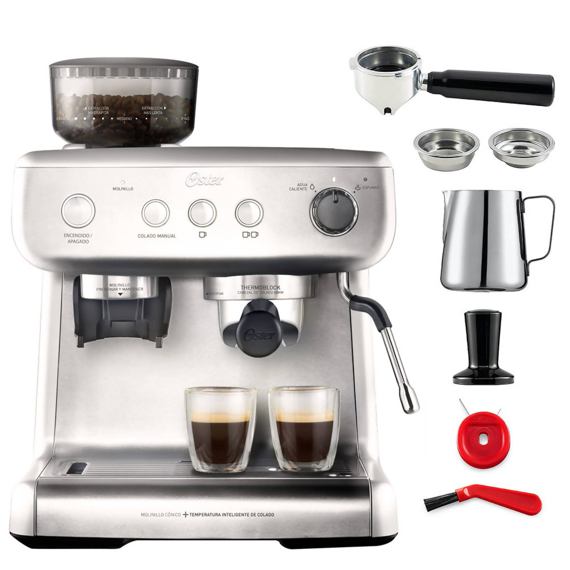 Cafetera Espresso Perfect Brew Molino Integrado BVSTEM7300 Oster5#Gris