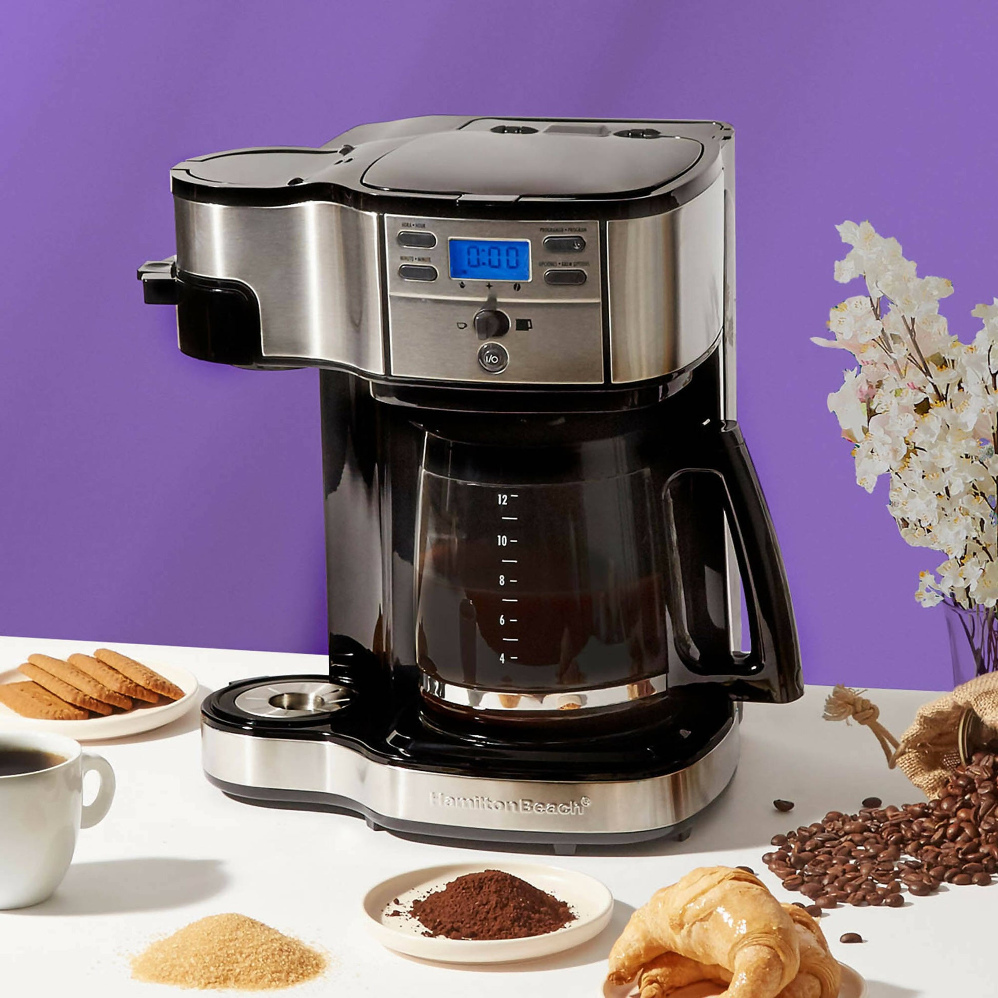 Cafetera Programable 49980-CL Doble Función Espresso + Americana Hamilton Beach2#Negro