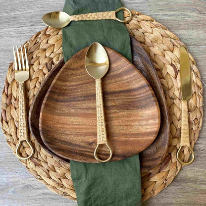 Cubiertos Rattan3#Dorado