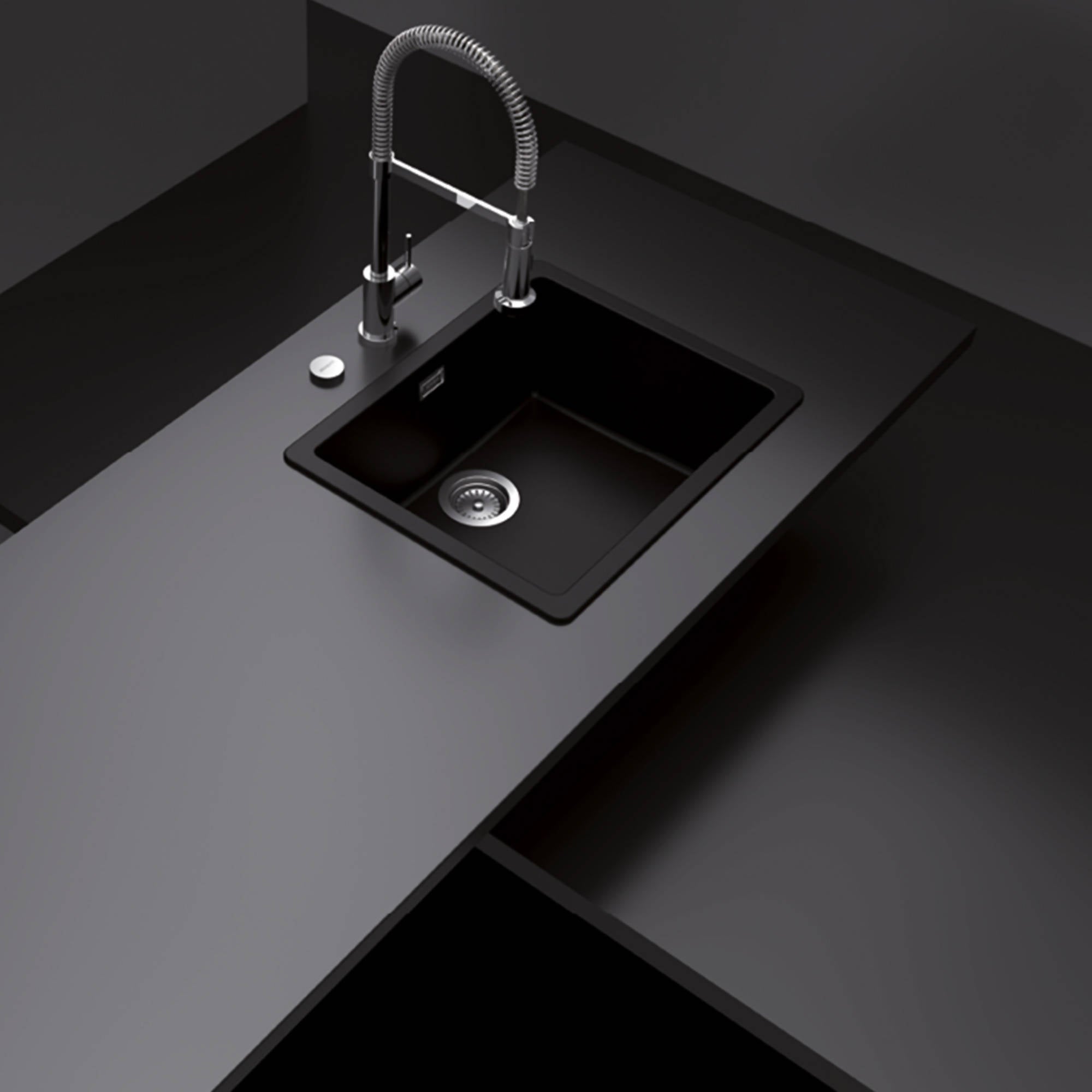 Lavaplatos Bajo/Sobre Cubierta Cuarzo Soho N 100 S Schock1#Negro