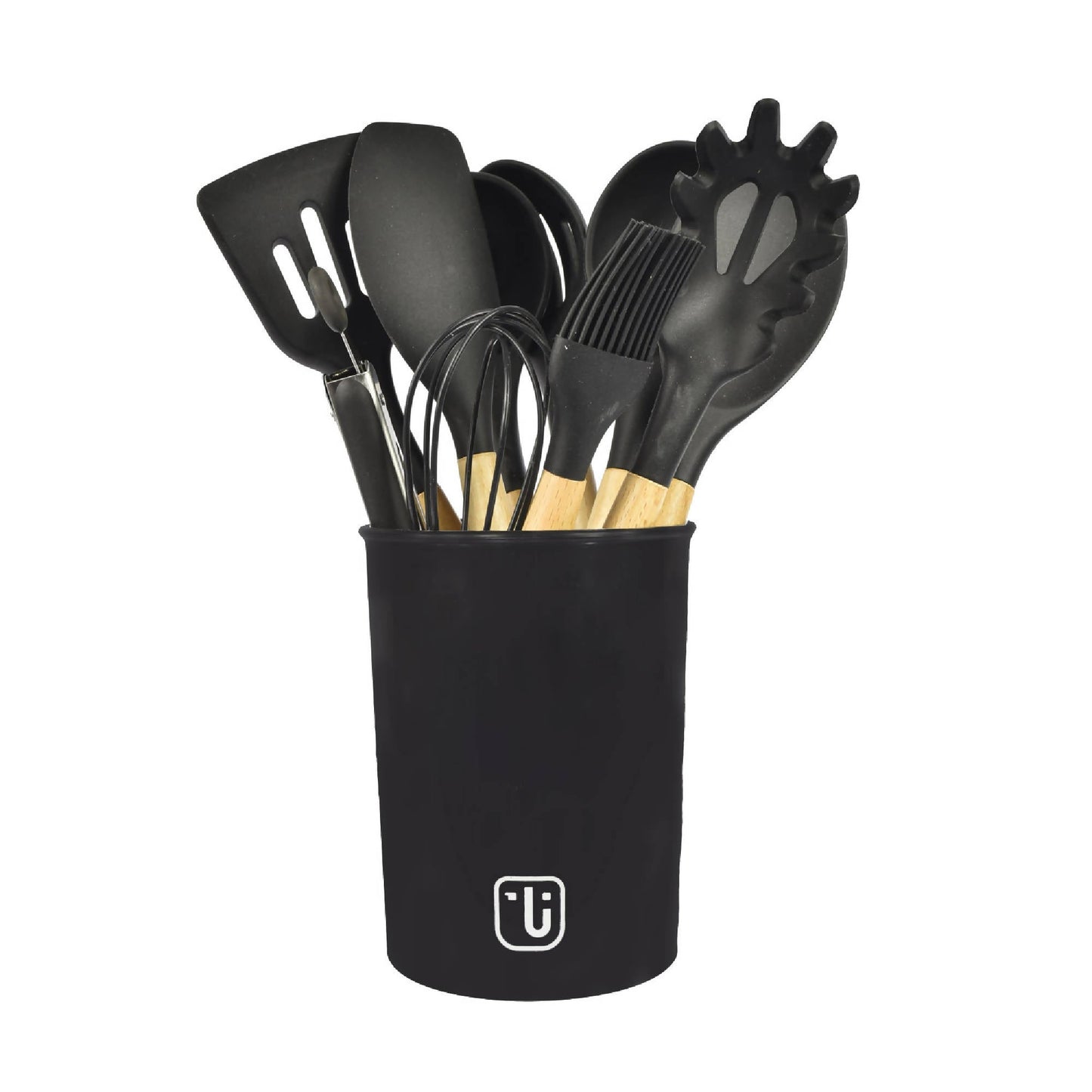 Set 12 Utensilios De Cocina Silicona Simplit9#Negro