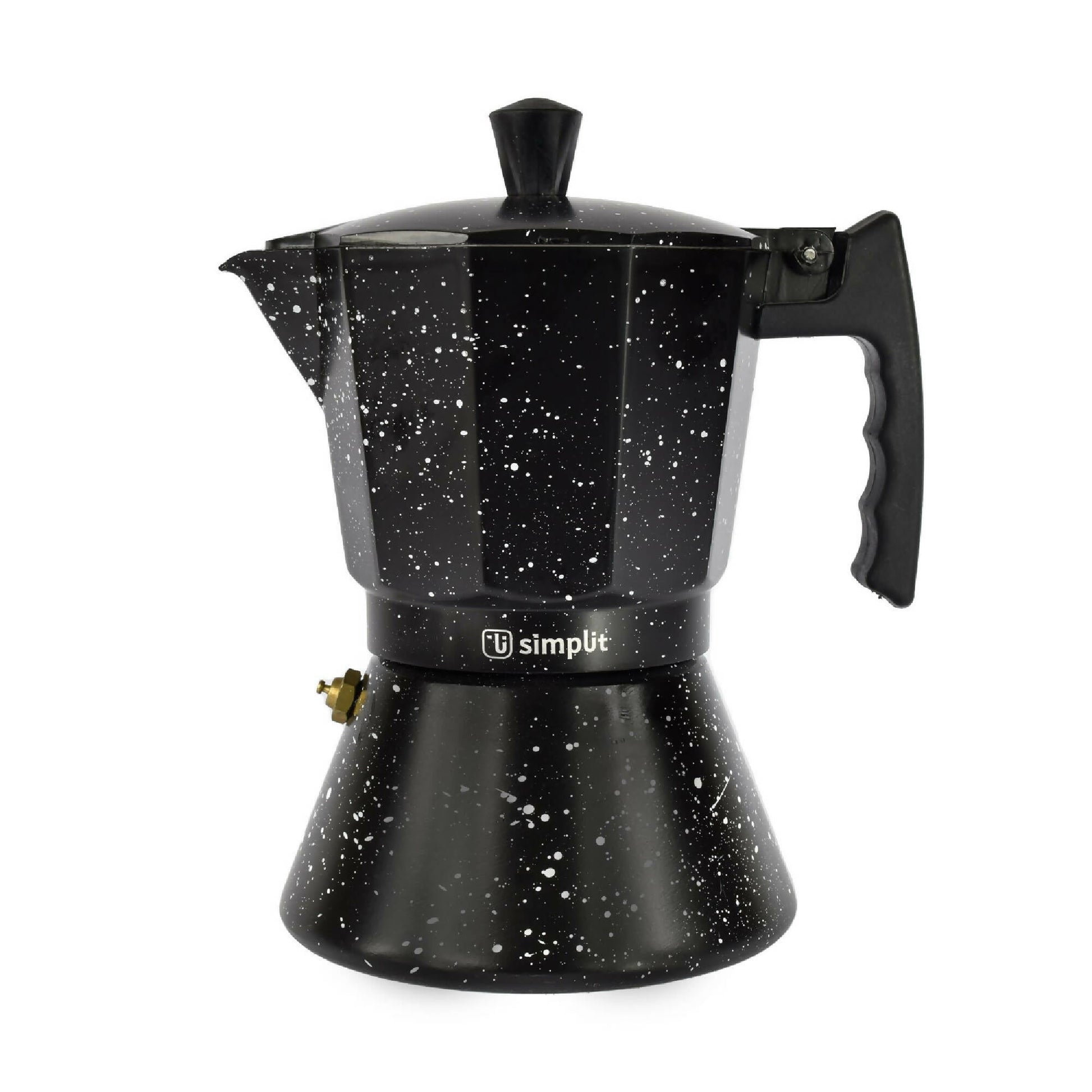 Pack Cafetera Italiana 4 Tazas + Set 2 Tazas Expreso 80 ml Simplit4#Negro