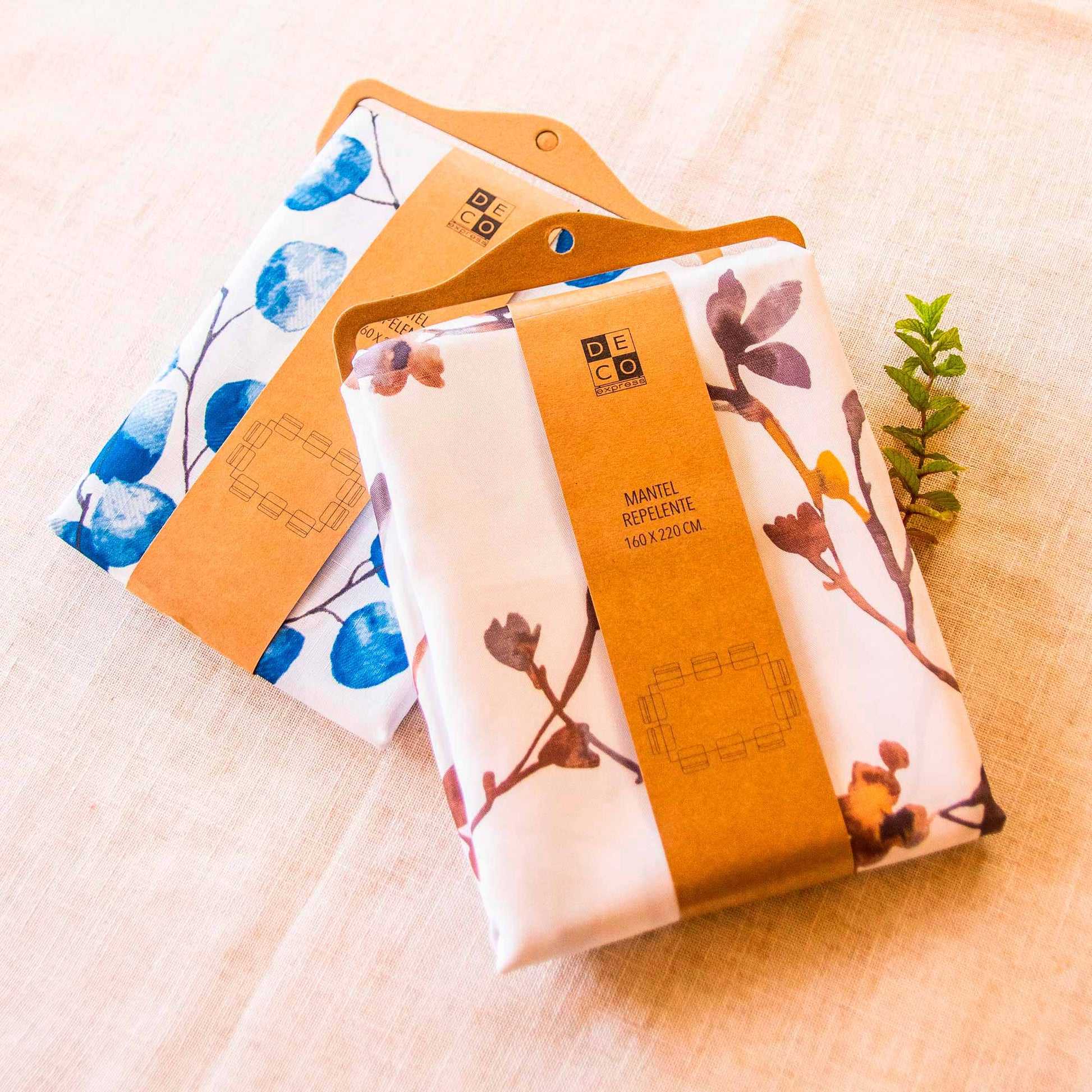 Set 2 Manteles Antimanchas Eucalipto y Pájaros 160x Decoexpress1#Multicolor