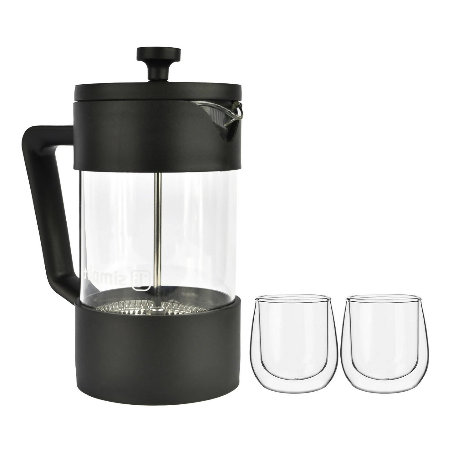 Pack Cafetera Francesa 600ml + Set 2 Tazas 80ml Simplit2#Negro