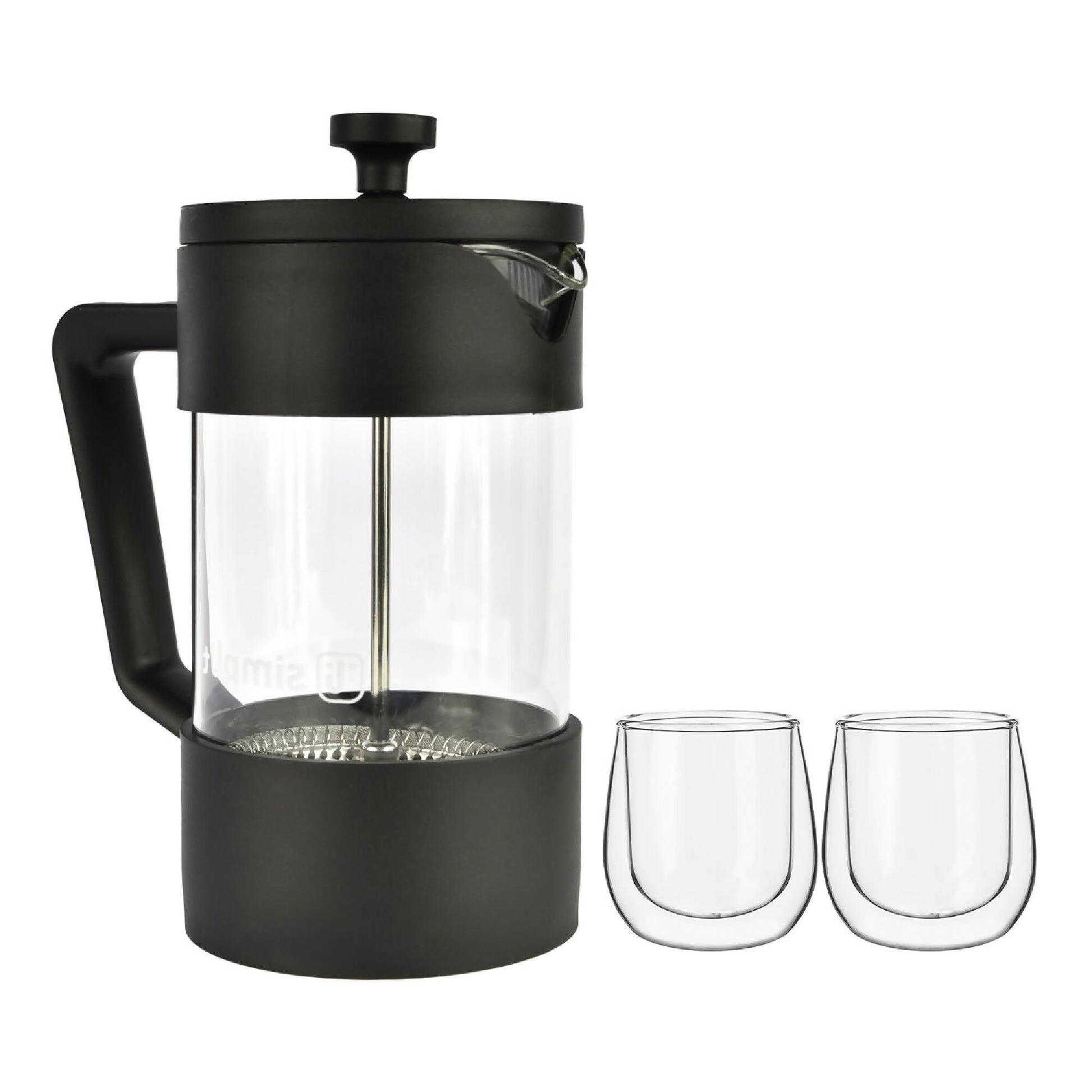 Pack Cafetera Francesa 600ml + Set 2 Tazas 80ml Simplit2#Negro