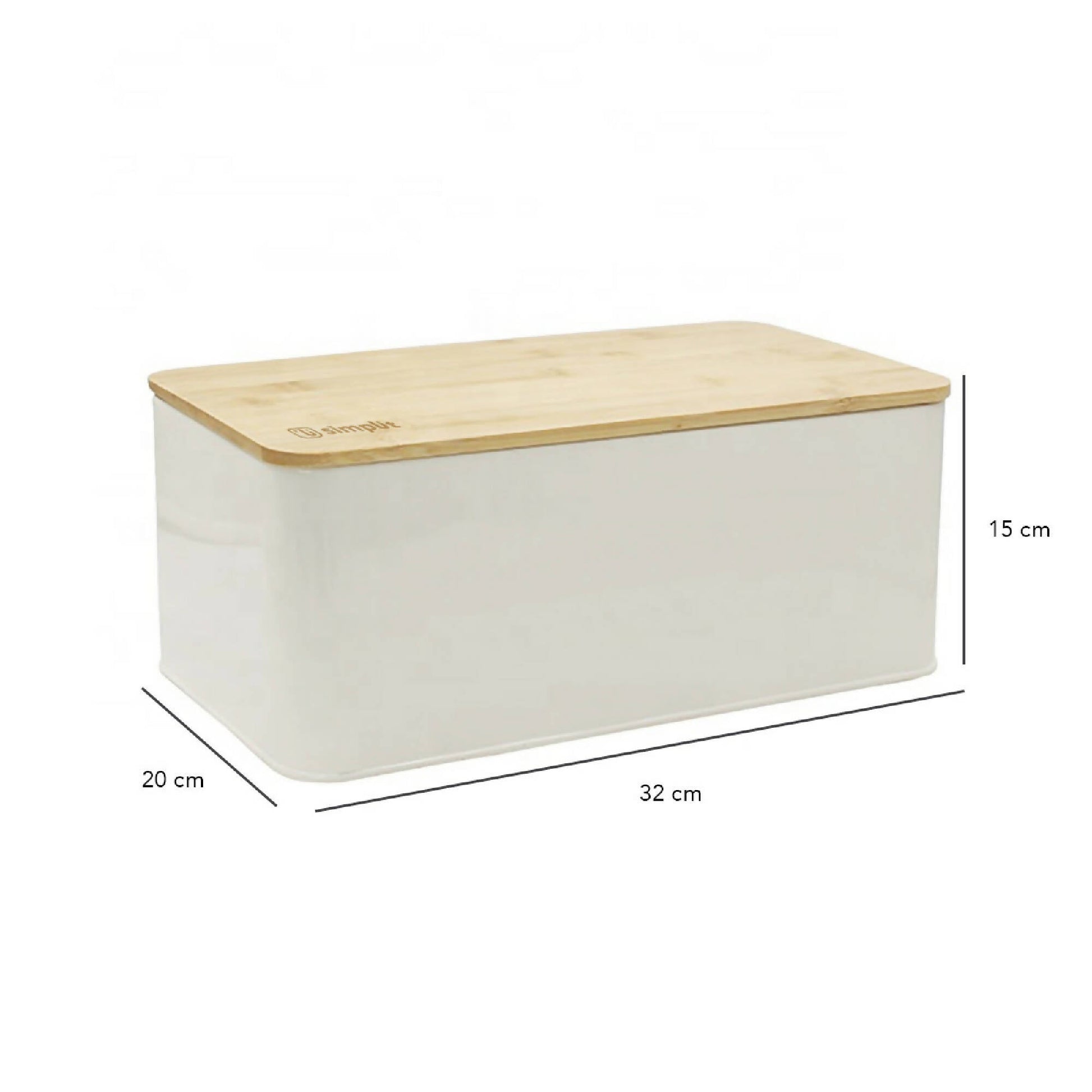 Panera Metálica con Tapa Bamboo Simplit4#Blanco