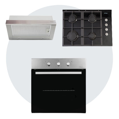 Kit Horno Design 52 Lts + Campana Easy Flow 60cm + Encimera Crystal 4G Natural FDV-Kitchen Center