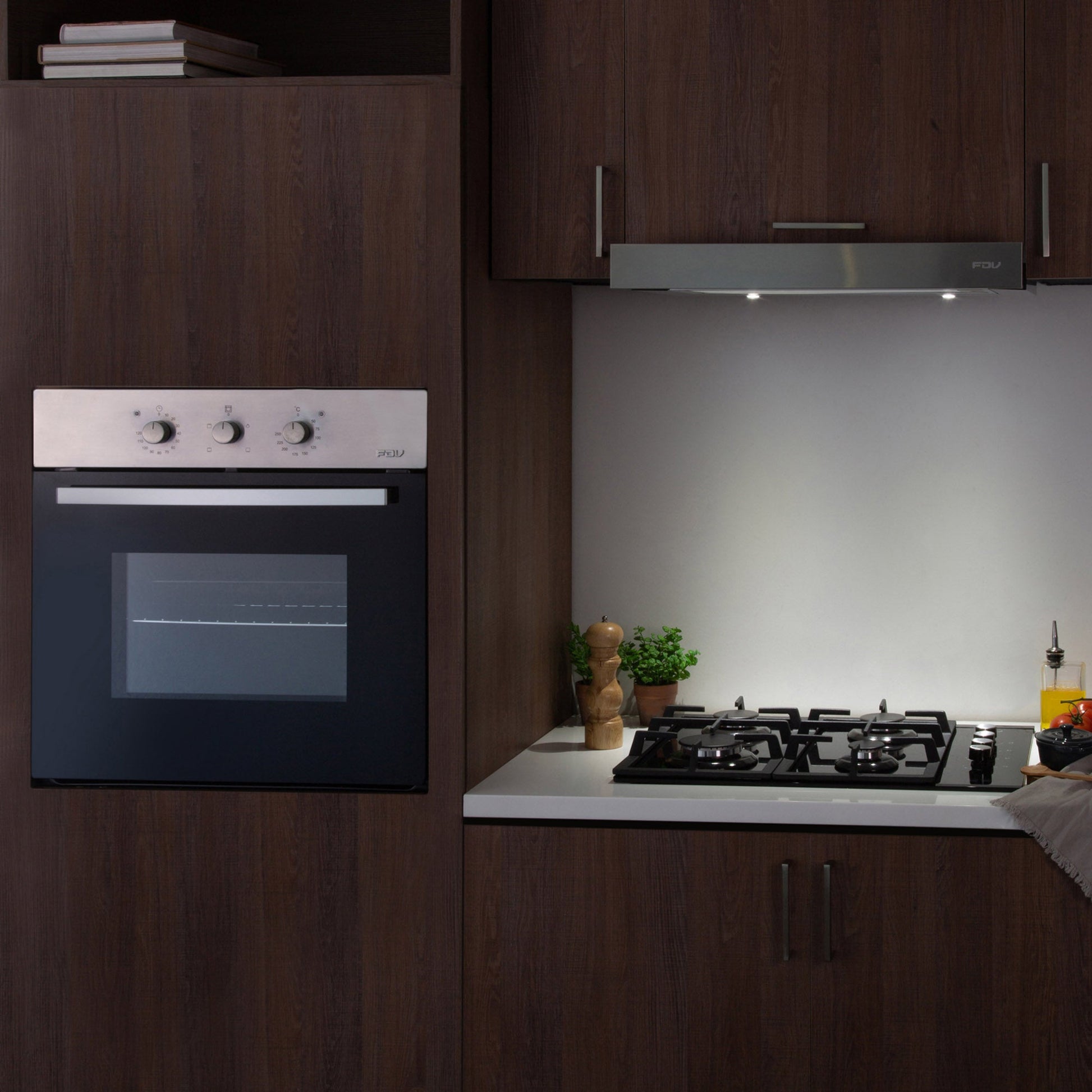 Kit Horno Design 52 Lts + Campana Easy Flow 60cm + Encimera Crystal 4G Natural FDV-Kitchen Center