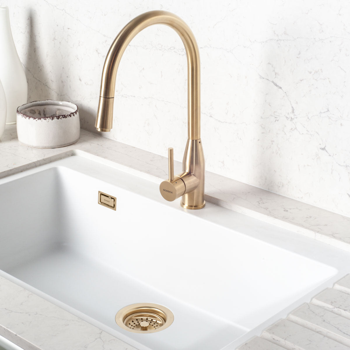 Lavaplatos Bajo/Sobre Cubierta Cuarzo Signus N 100 XL Schock2#Blanco