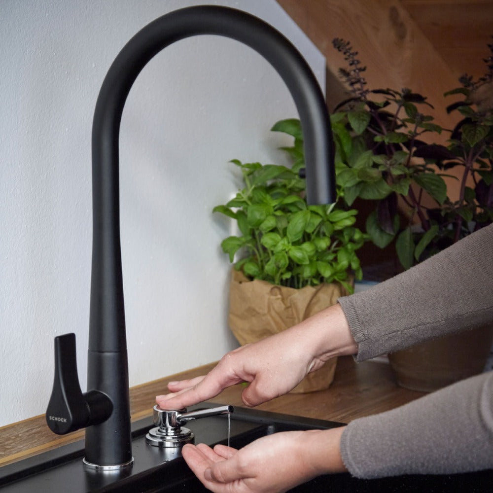 Kit Lavaplatos Mono n 100 + Grifería Gota+ Jabonera Amur Schock2#Negro