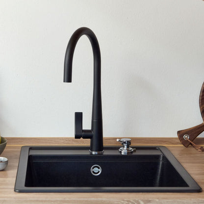 Kit Lavaplatos Mono n 100 + Grifería Gota+ Jabonera Amur Schock1#Negro