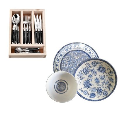 Kit Vajilla Klapp y Cuchillería Laguiole2#Negro