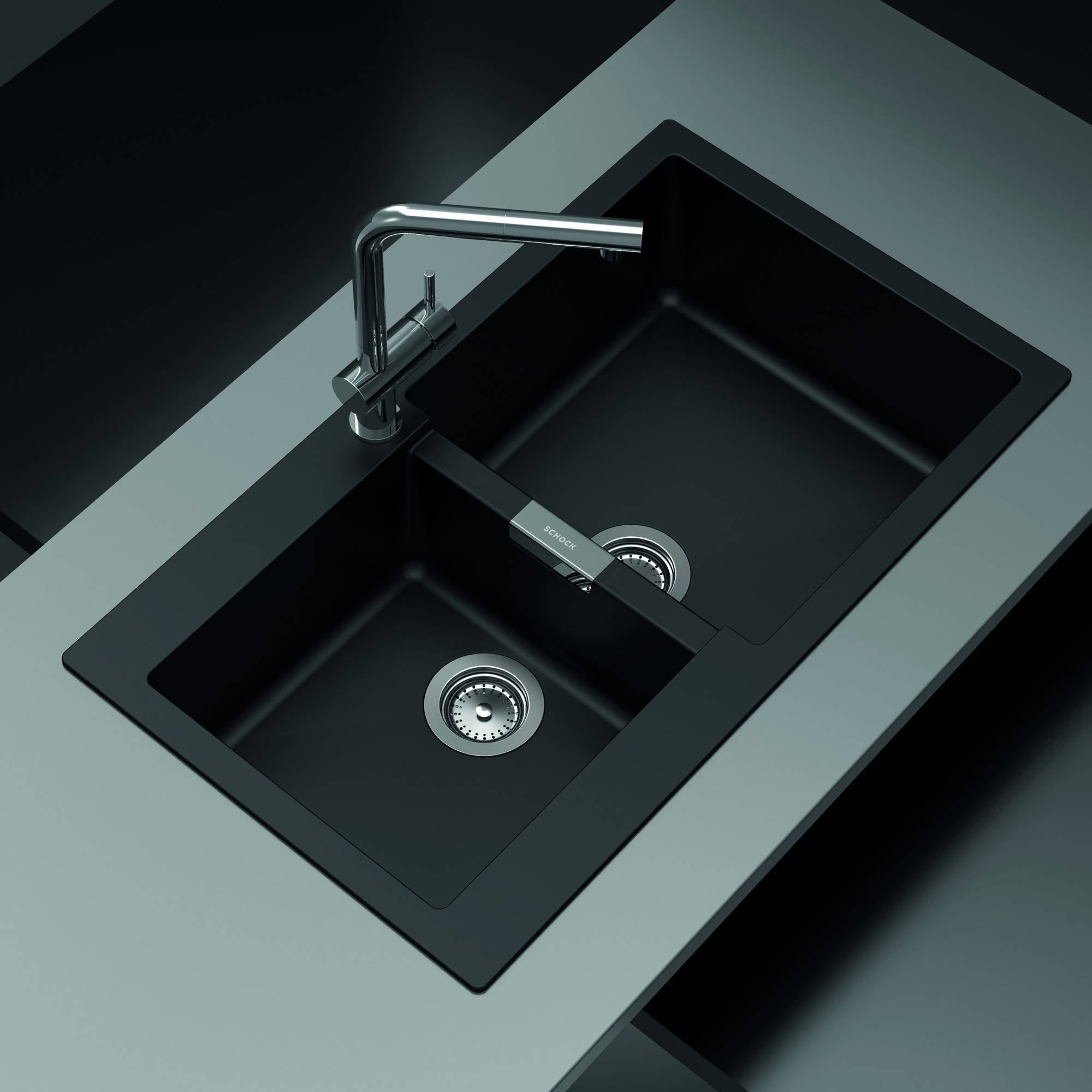 Lavaplatos Bajo/Sobre Cubierta Cuarzo Primus N 200 Schock1#Negro