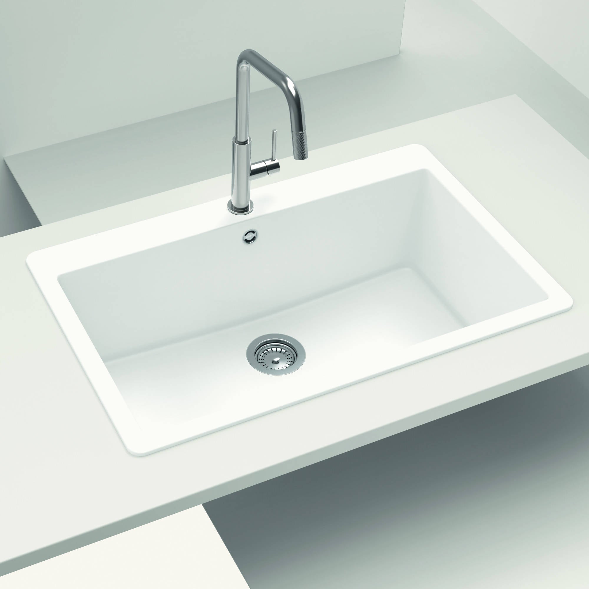 Lavaplatos Bajo/Sobre Cubierta Cuarzo Virtus N 100 XL Schock1#Blanco