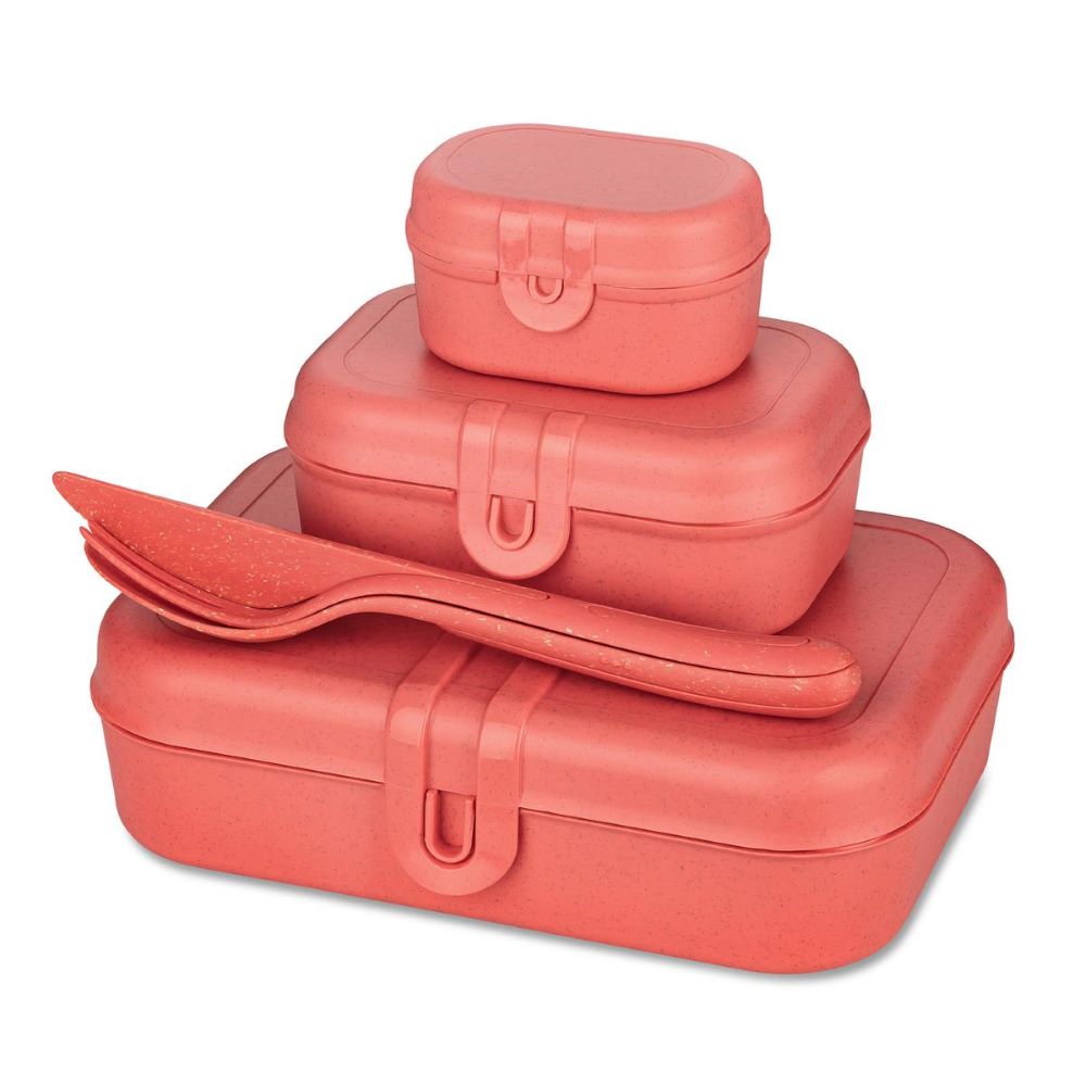 Lonchera Pascal Ready + Cubiertos Koziol3#Rosado