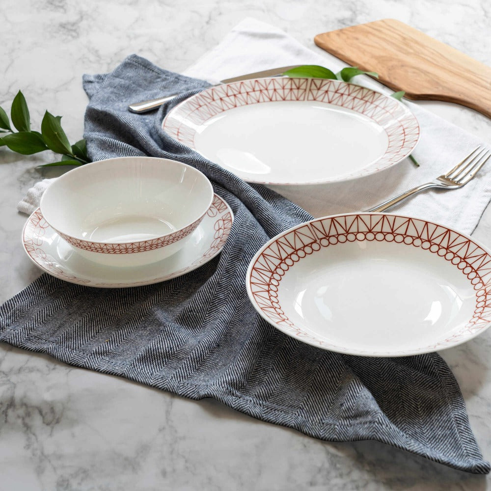 Set de 18 platos Graphic Stitch Corelle Everyday1#blanco