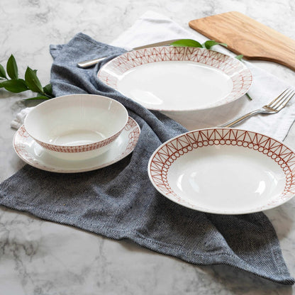 Set de 18 platos Graphic Stitch Corelle Everyday1#blanco
