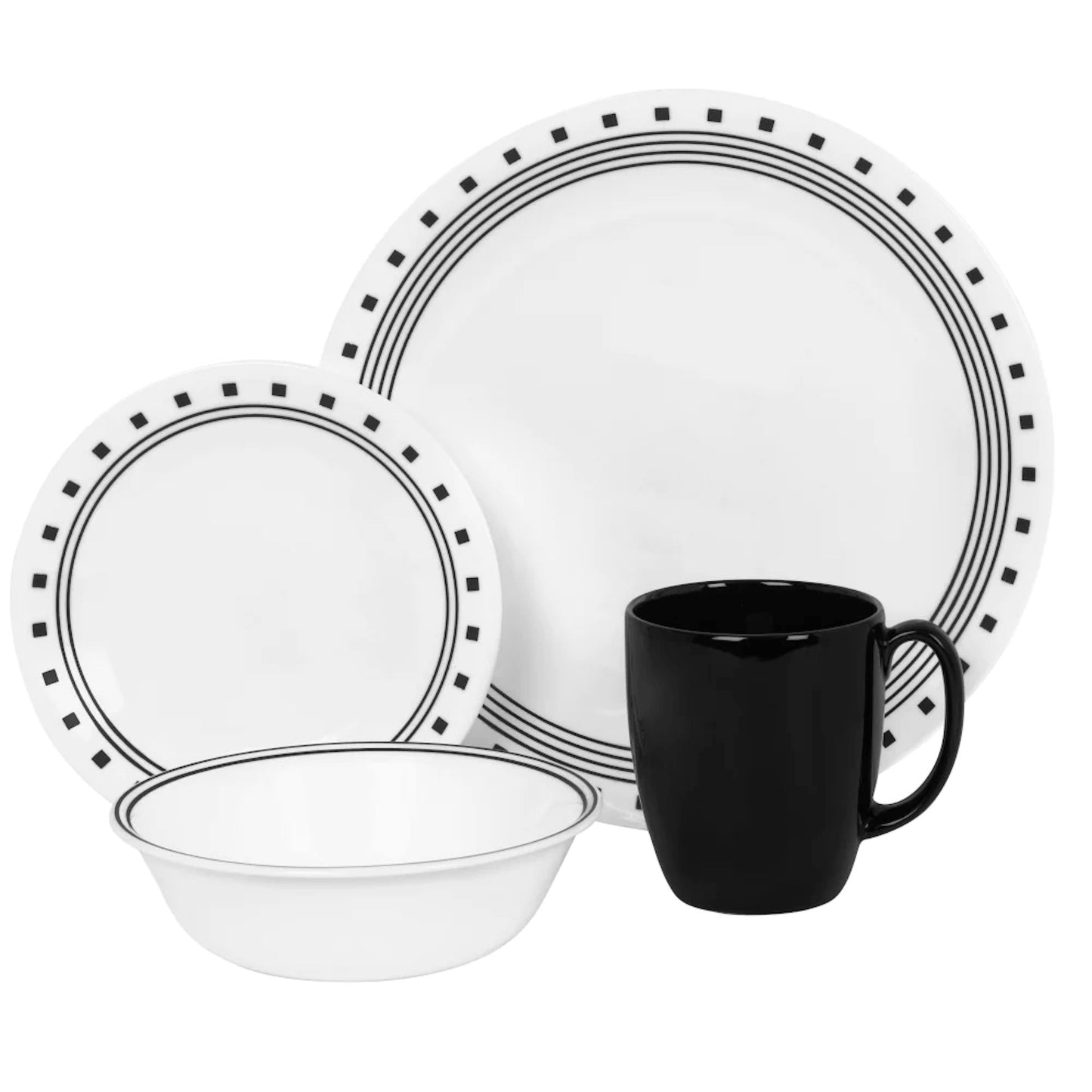Set De Vajilla City Block 16 Pzs Corelle2#Negro|blanco