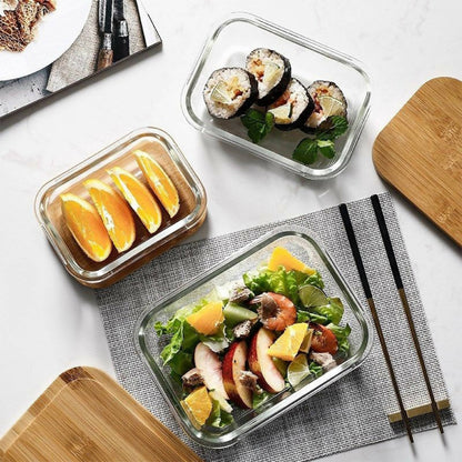 Set 4 Tupper de Vidrio Herméticos Tapa Bamboo Simplit7#Sin Color