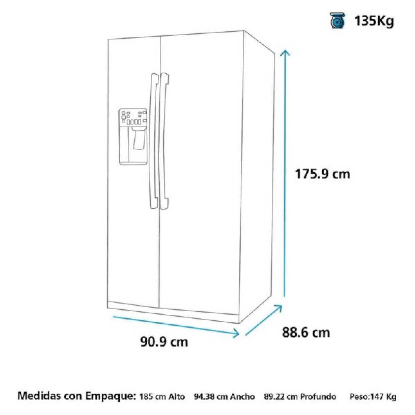 Refrigerador Side By Side GRC26FGKFSS/220/50 700 Lts GE3#Acero