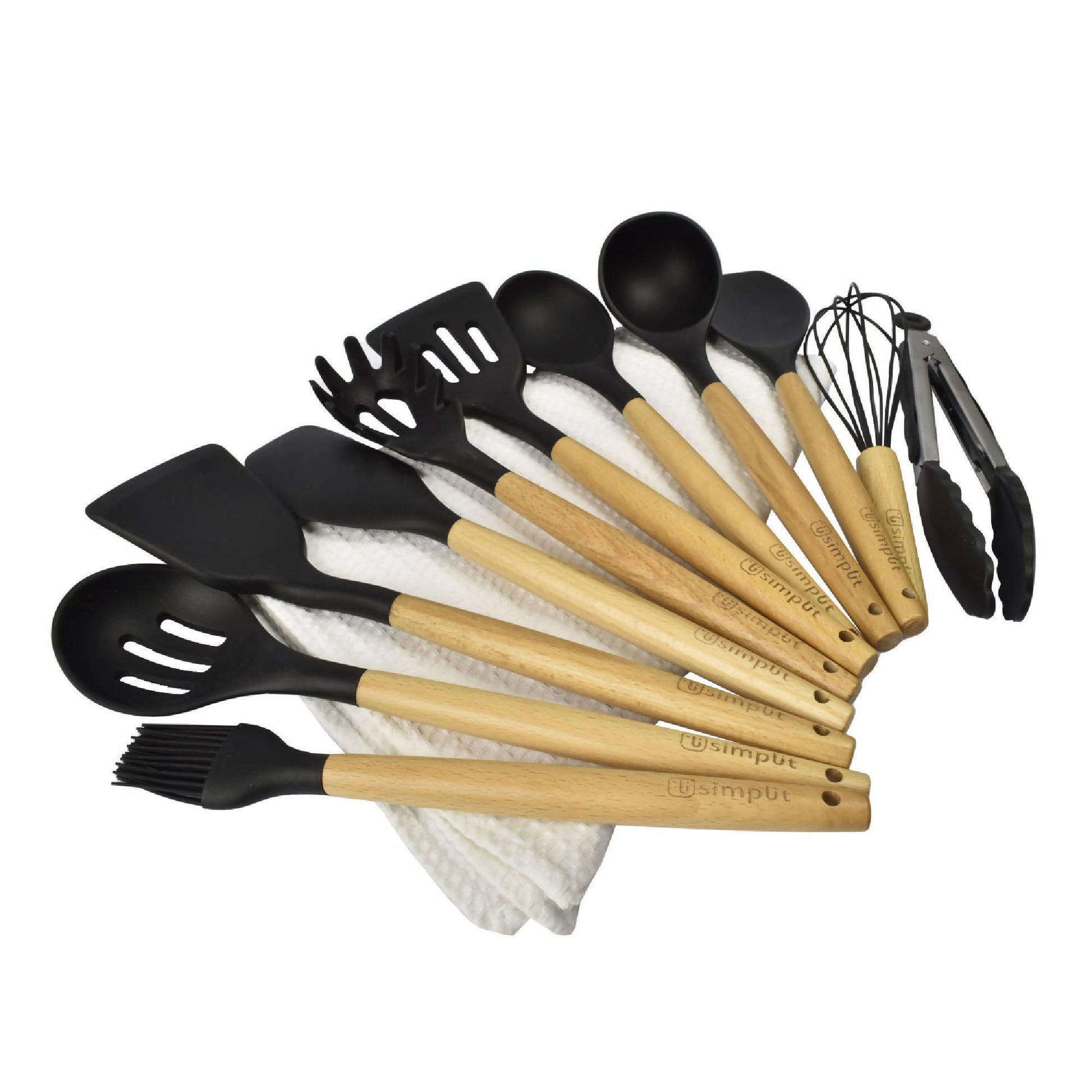 Set 12 Utensilios De Cocina Silicona Simplit11#Negro