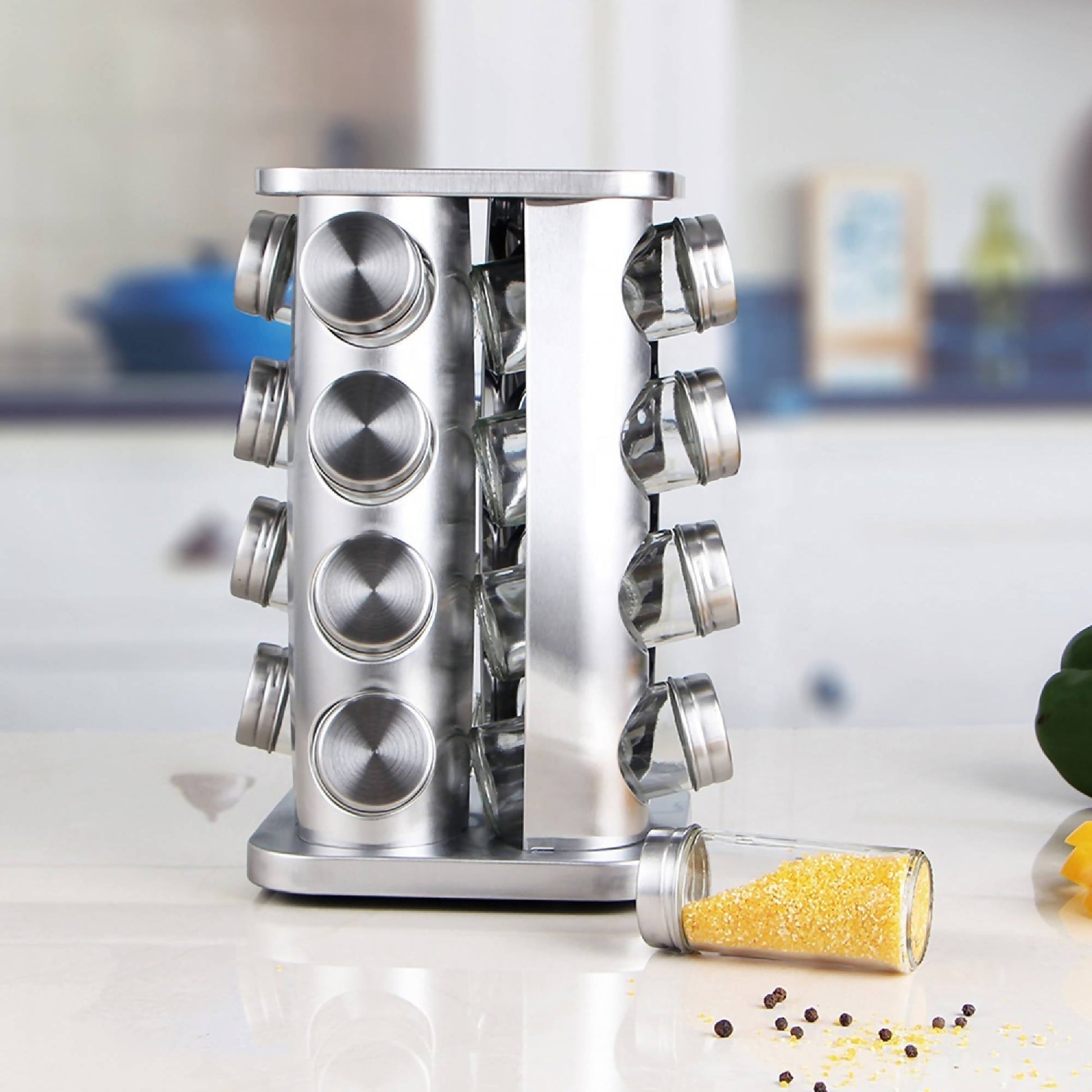 Especiero Condimentos Giratorio Metálico 16 Frascos Simplit1#Acero