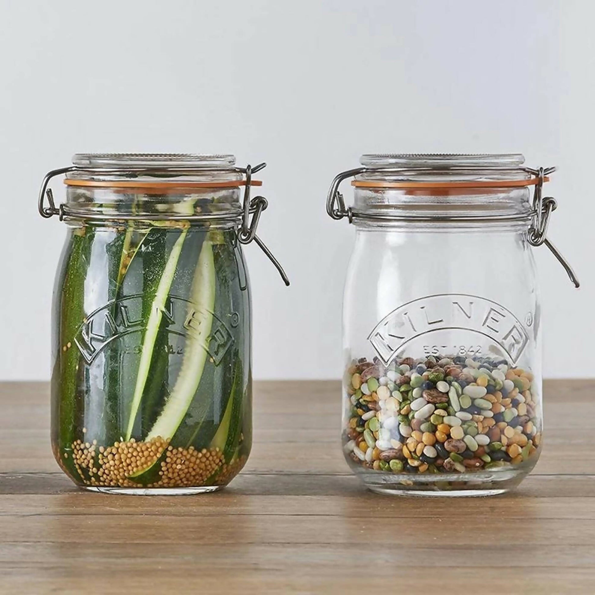 Set 2 Frascos Redondos con Cierre Clip 1 Lt Kilner3#Sin Color
