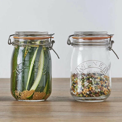 Set 2 Frascos Redondos con Cierre Clip 1 Lt Kilner3#Sin Color